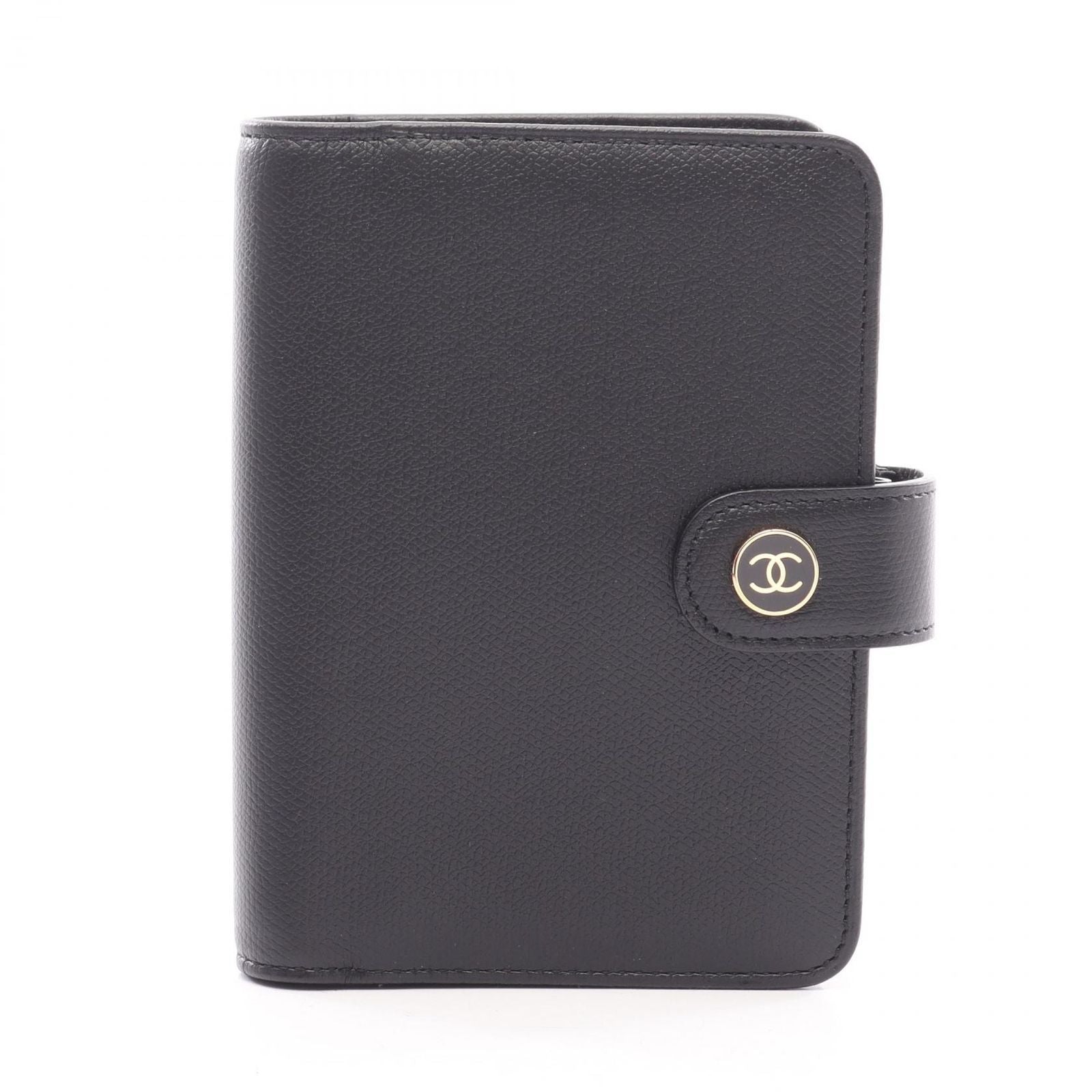 Chanel Notebook Cover Coco Button Agenda Black Leather
