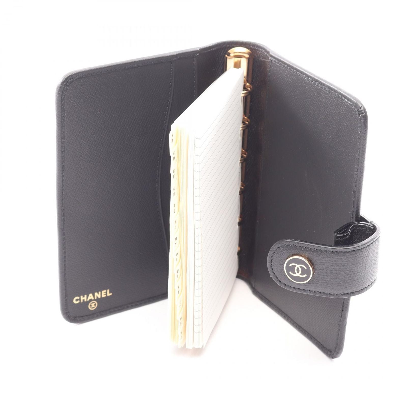 Chanel Notebook Cover Coco Button Agenda Black Leather — view 3