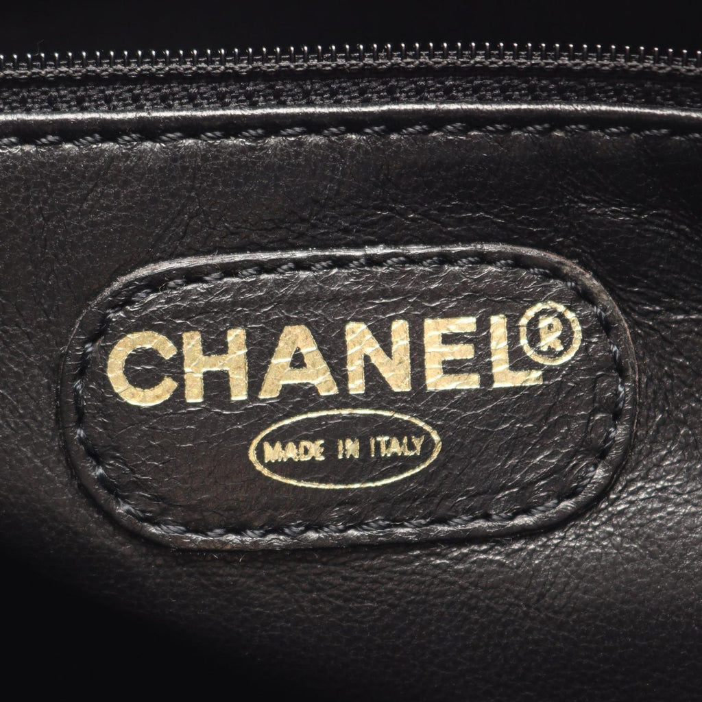 Chanel Tote Logo Black Caviar Leather Shoulder — view 4