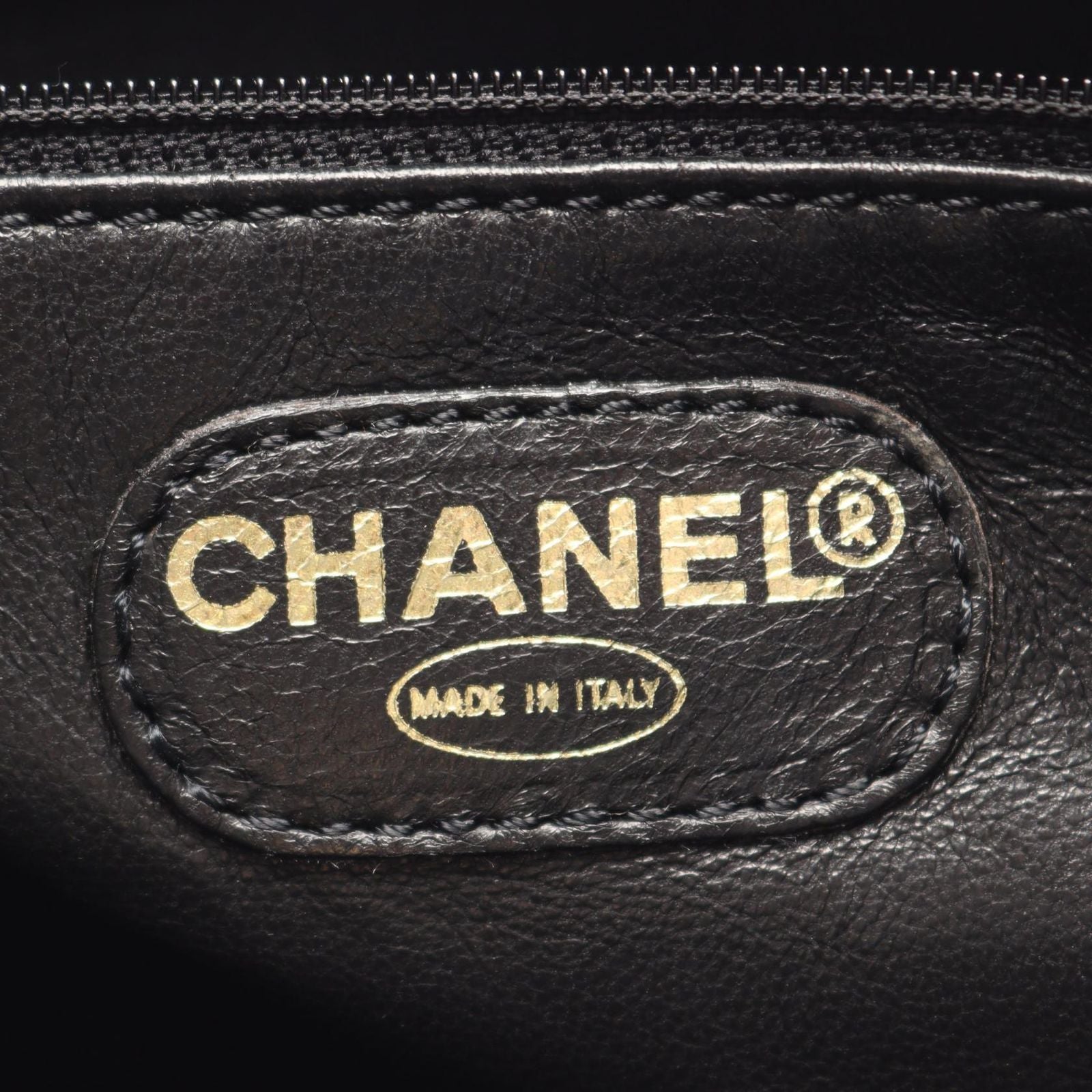 Chanel Tote Logo Black Caviar Leather Shoulder — view 4