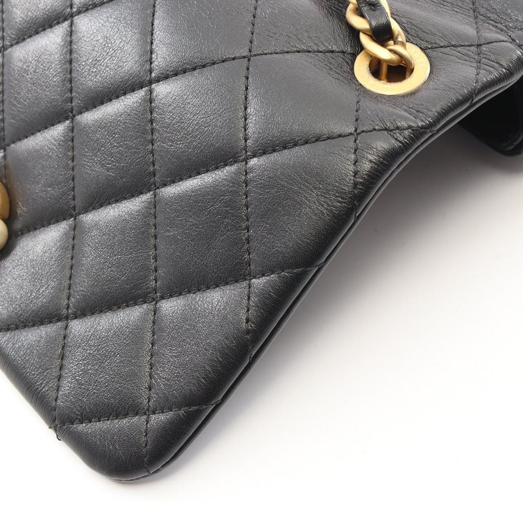 Chanel Shoulder Bag Quilted Black Leather Small Flap Chain — view 7