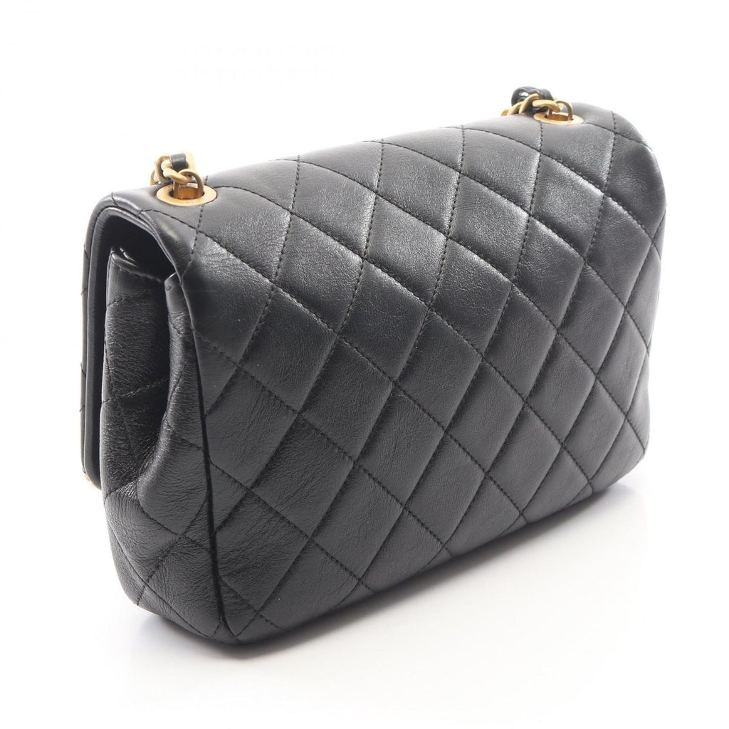 Chanel Shoulder Bag Quilted Black Leather Small Flap Chain — view 2