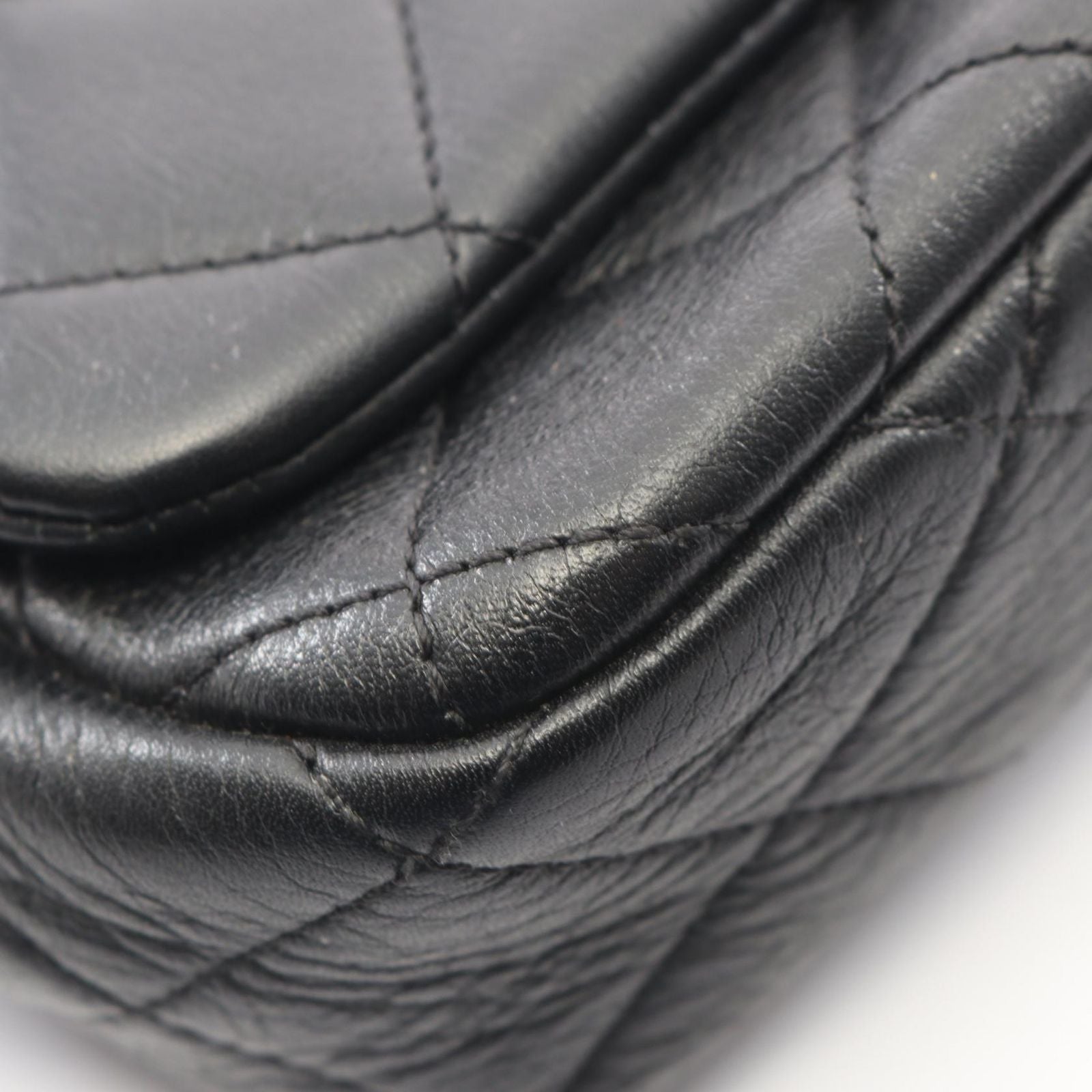 Chanel Shoulder Bag Quilted Black Leather Small Flap Chain — view 8