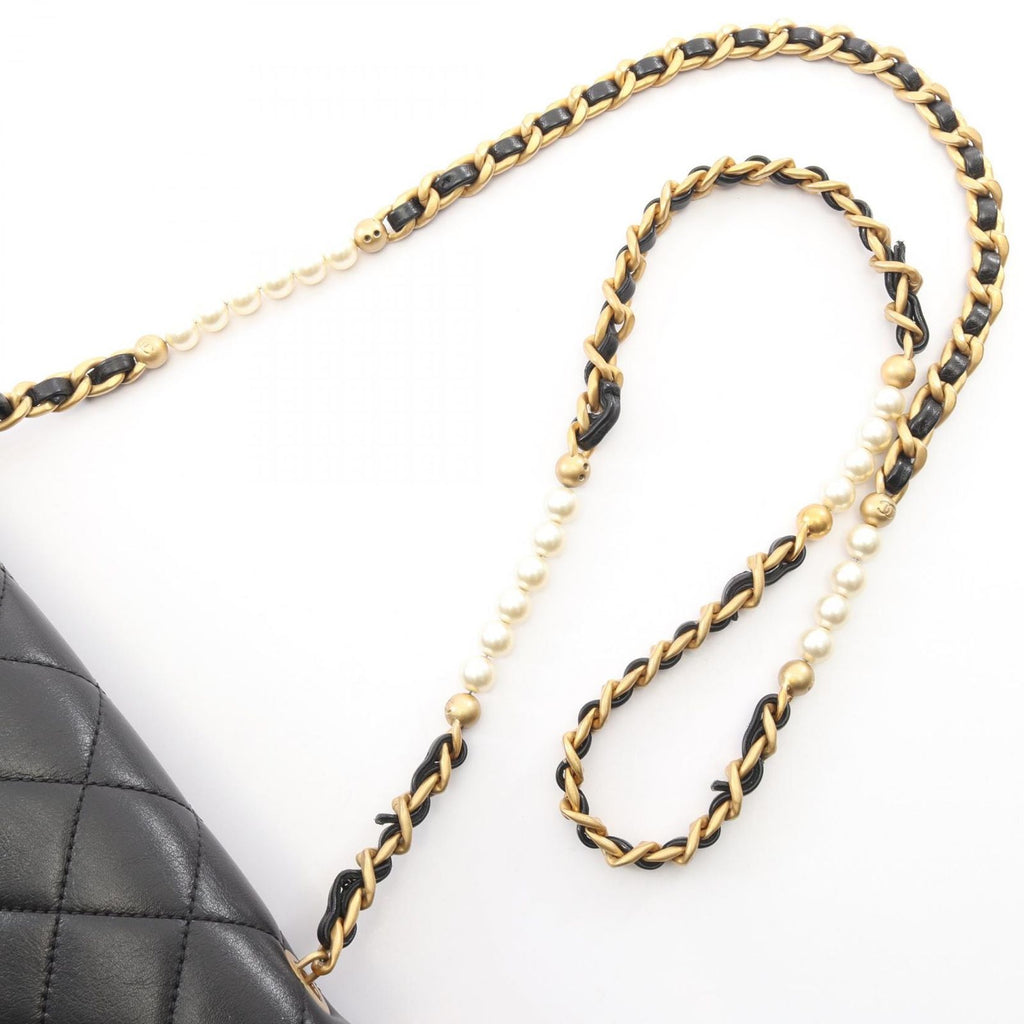 Chanel Shoulder Bag Quilted Black Leather Small Flap Chain — view 9