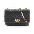 Chanel Shoulder Bag Quilted Black Leather Small Flap Chain