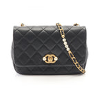 Chanel Shoulder Bag Quilted Black Leather Small Flap Chain