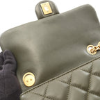Chanel Shoulder Bag Quilted Dark Khaki Lambskin Small Flap Chain — view 9