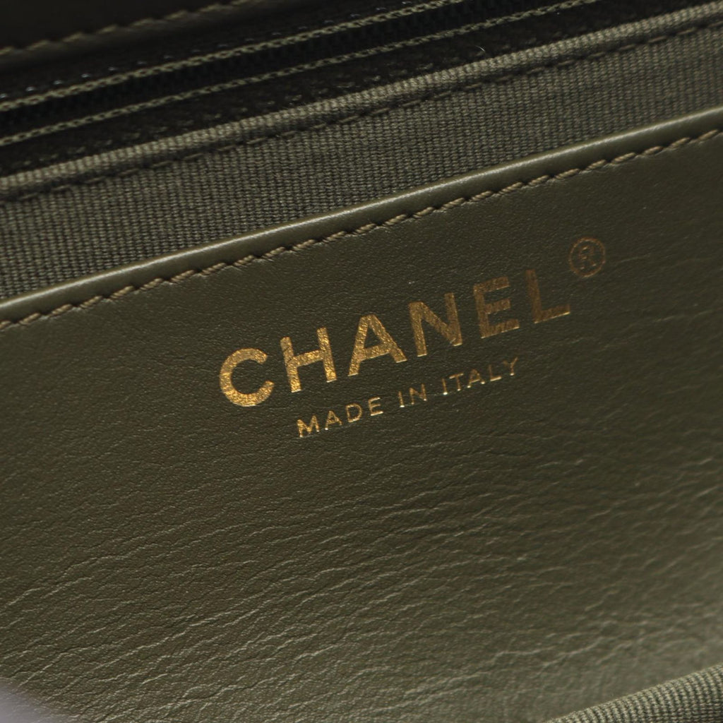 Chanel Shoulder Bag Quilted Dark Khaki Lambskin Small Flap Chain — view 4