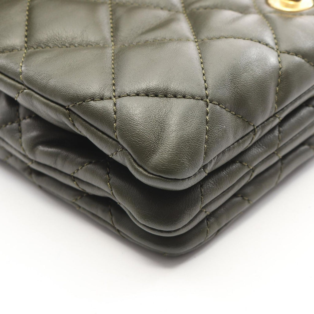 Chanel Shoulder Bag Quilted Dark Khaki Lambskin Small Flap Chain — view 6