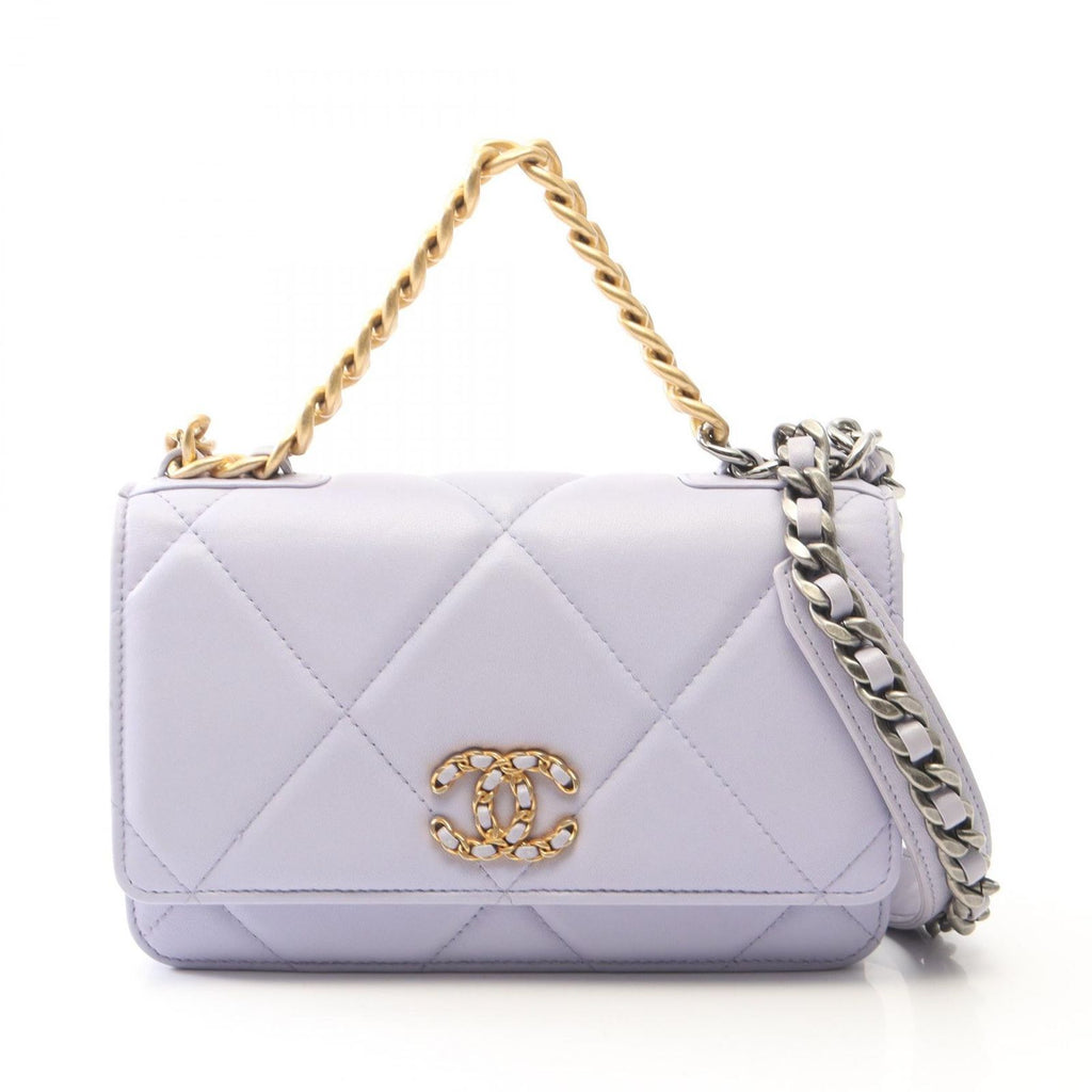 Chanel Shoulder Bag 19 D'isneuf Quilted 2-Way Lavender Lambskin 19 Chain Wallet