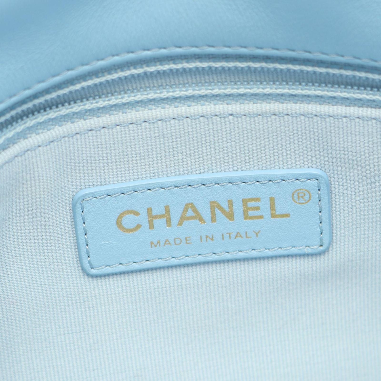 Chanel Shoulder Bag Quilted Light Blue Lambskin Small Flap Chain — view 4