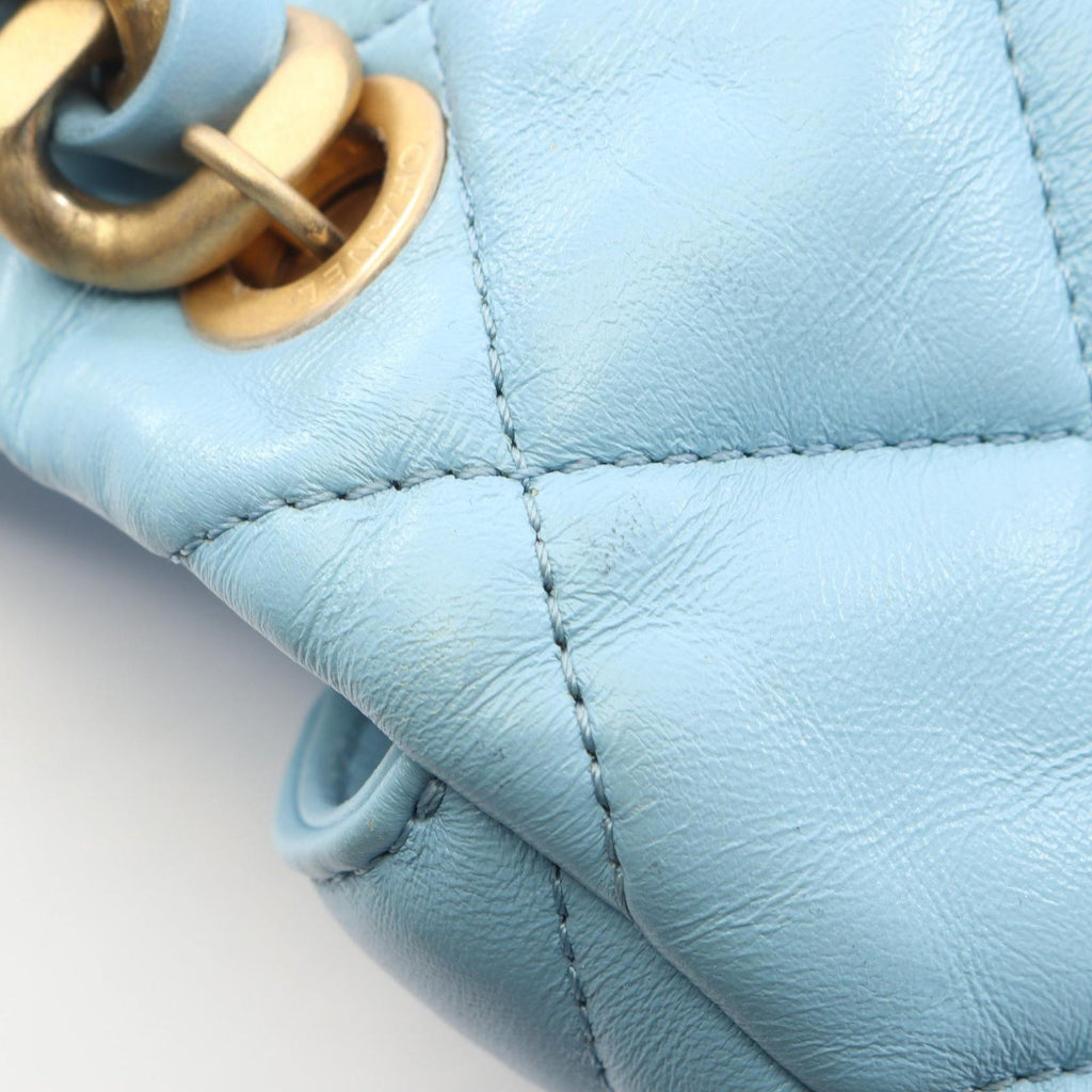 Chanel Shoulder Bag Quilted Light Blue Lambskin Small Flap Chain — view 9