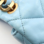 Chanel Shoulder Bag Quilted Light Blue Lambskin Small Flap Chain — view 9
