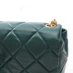 Chanel Shoulder Bag Quilted Green Lambskin Small Flap Chain — view 8