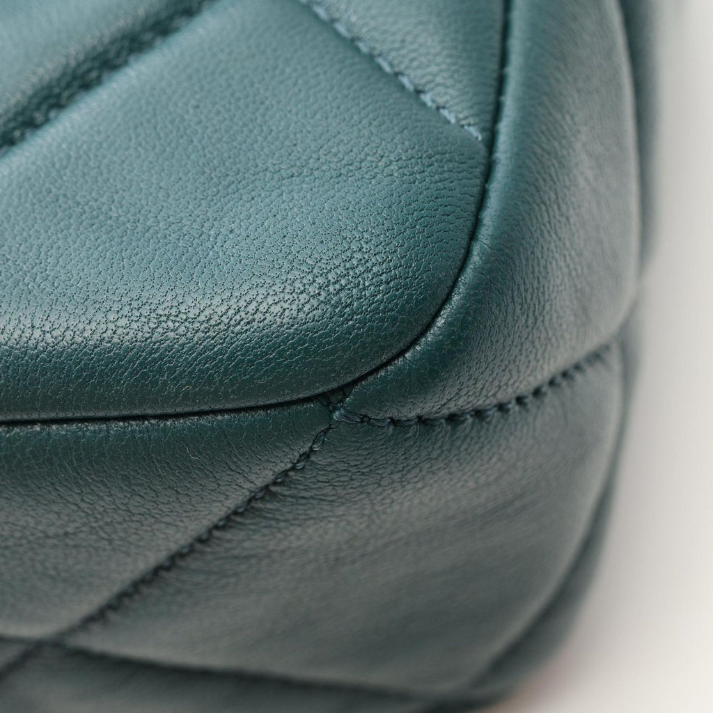 Chanel Shoulder Bag Quilted Green Lambskin Small Flap Chain — view 9