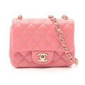 Chanel Shoulder Bag Mini Quilted Pink Lambskin Chain