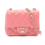 Chanel Shoulder Bag Mini Quilted Pink Lambskin Chain