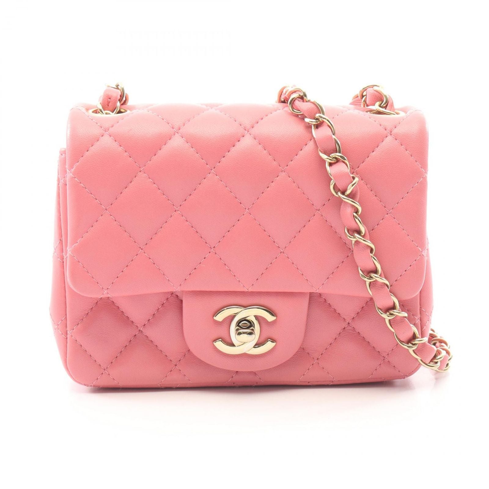 Chanel Shoulder Bag Mini Quilted Pink Lambskin Chain