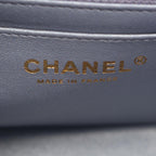 Chanel Shoulder Bag Mini Quilted Metallic Blue Gray Lambskin Chain — view 4