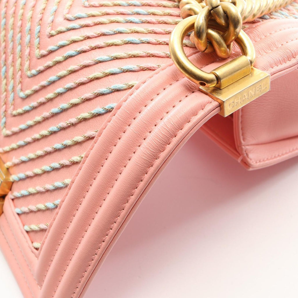 Chanel Shoulder Bag Boy Small Pink Rainbow Leather Boy Stitch Chain — view 8
