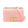 Chanel Shoulder Bag Boy Small Pink Rainbow Leather Boy Stitch Chain