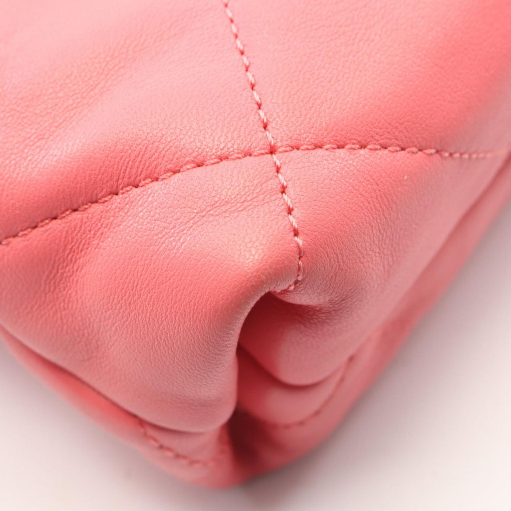 Chanel Shoulder Bag Quilted Logo Pink Lambskin Small Flap Chain — view 6