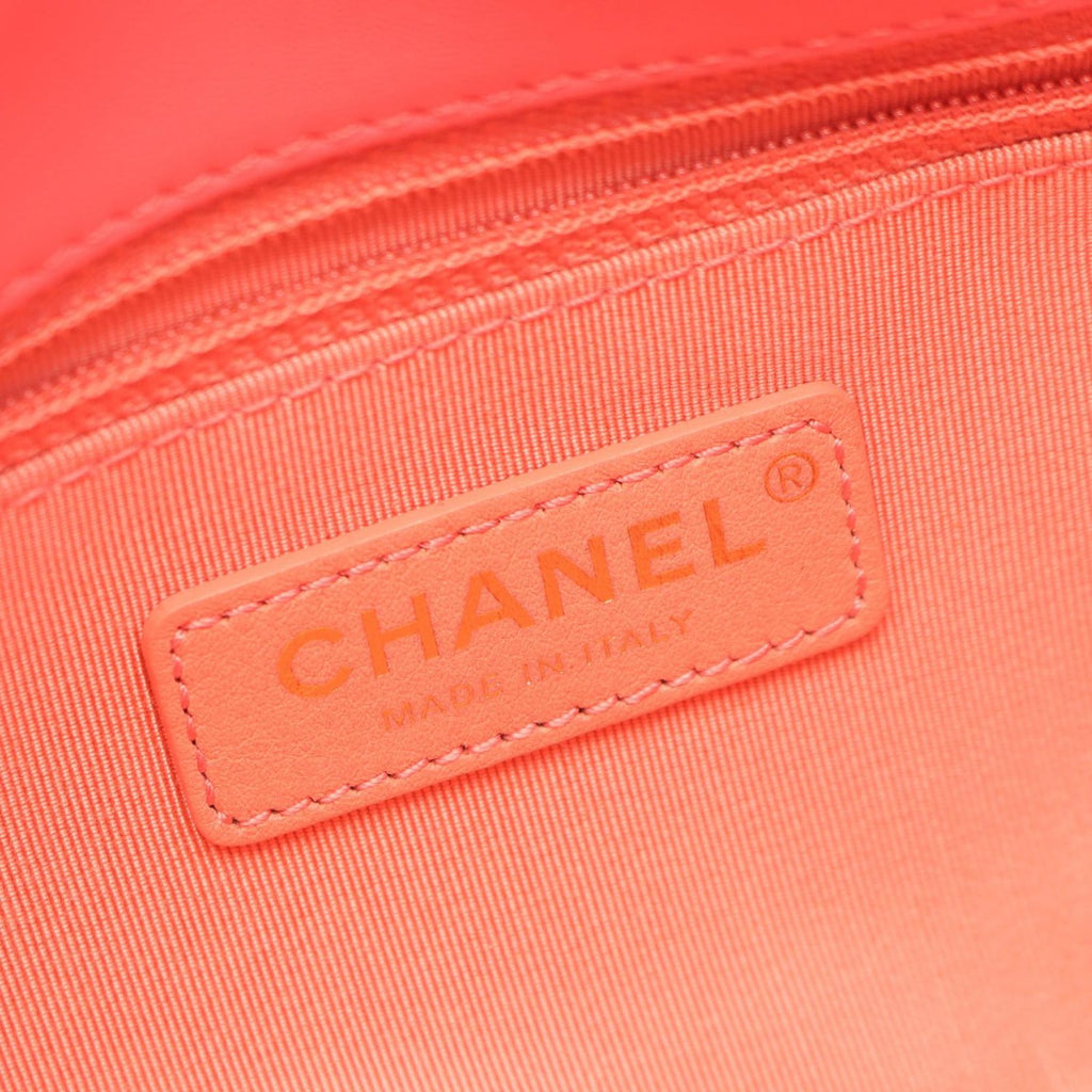 Chanel Shoulder Bag Quilted Logo Pink Lambskin Small Flap Chain — view 4