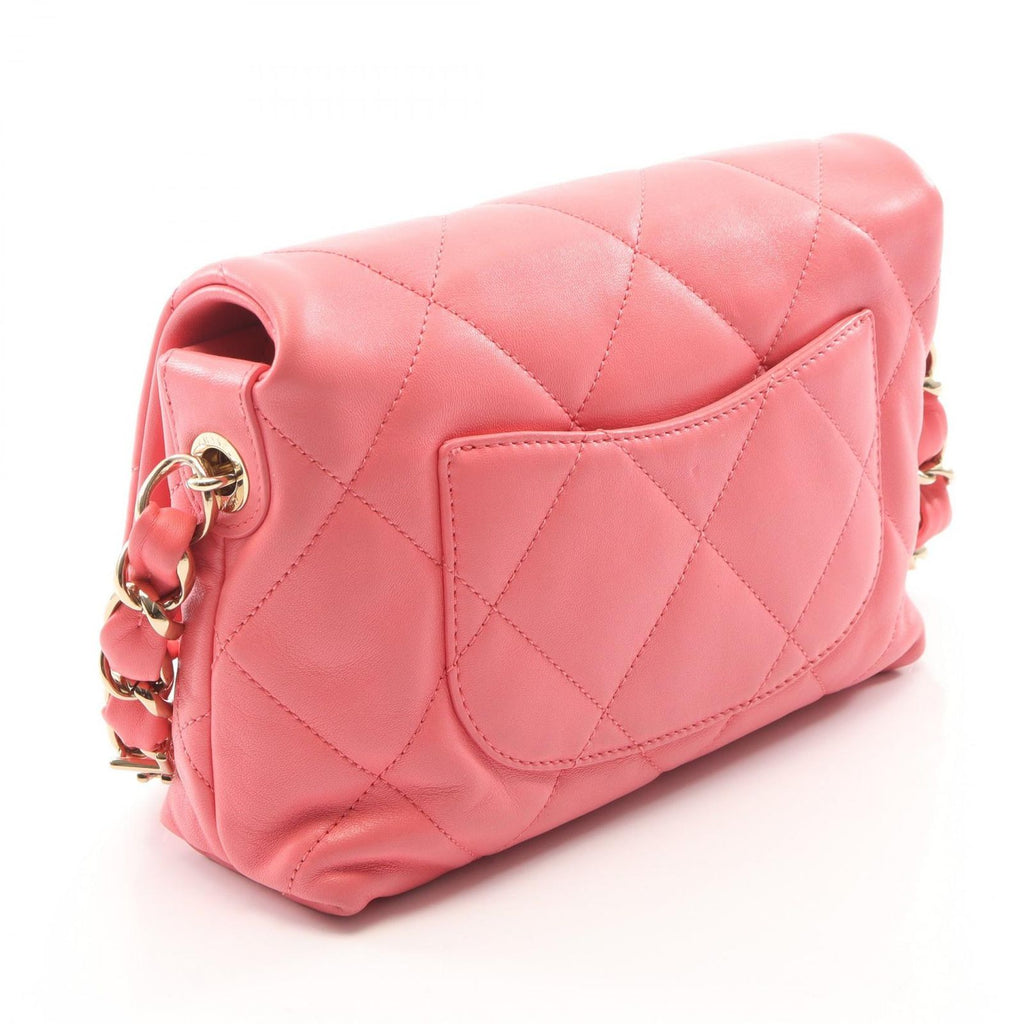 Chanel Shoulder Bag Quilted Logo Pink Lambskin Small Flap Chain — view 2