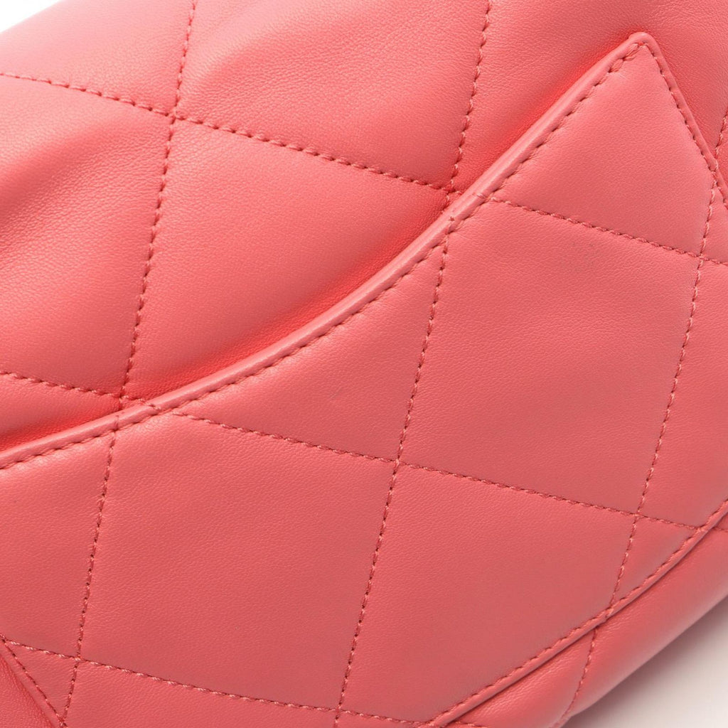 Chanel Shoulder Bag Quilted Logo Pink Lambskin Small Flap Chain — view 8