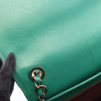 Chanel Shoulder Bag Quilted 2-Way Green Leather Round Flap Chain — view 8