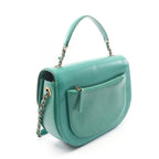 Chanel Shoulder Bag Quilted 2-Way Green Leather Round Flap Chain — view 2