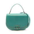 Chanel Shoulder Bag Quilted 2-Way Green Leather Round Flap Chain