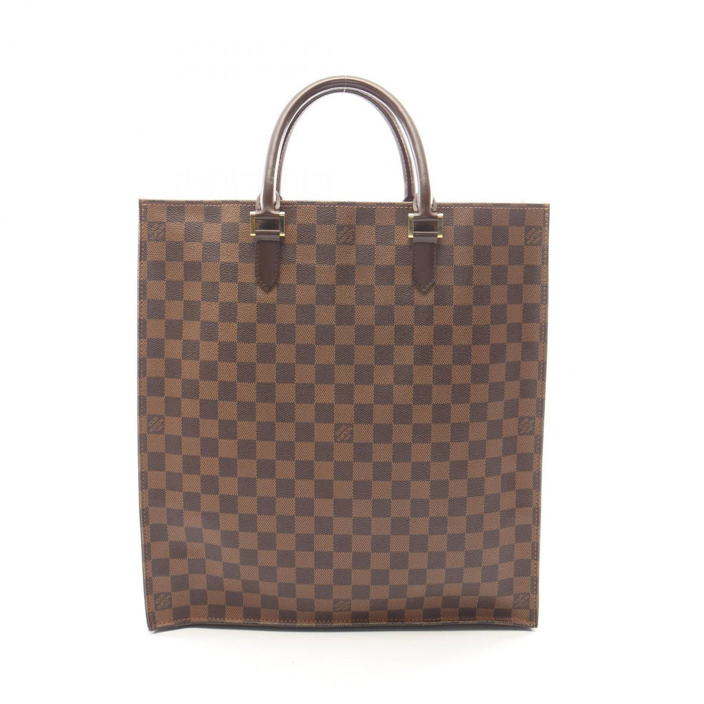 Louis Vuitton Tote Sac Plat Damier Ebene Canvas Leather