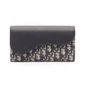 Dior Bifold Wallet Saddle Oblique Navy Black Canvas Leather