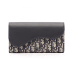 Dior Bifold Wallet Saddle Oblique Navy Black Canvas Leather