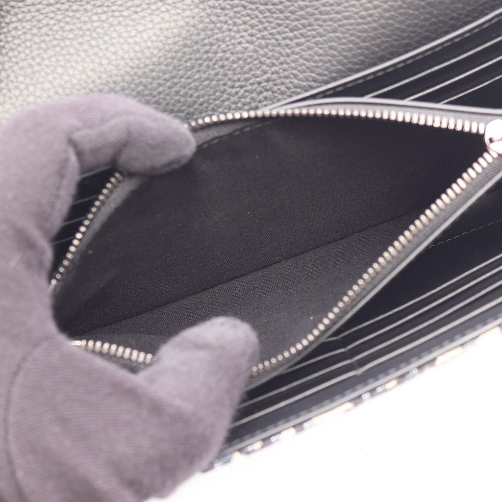 Dior Bifold Wallet Saddle Oblique Navy Black Canvas Leather — view 4