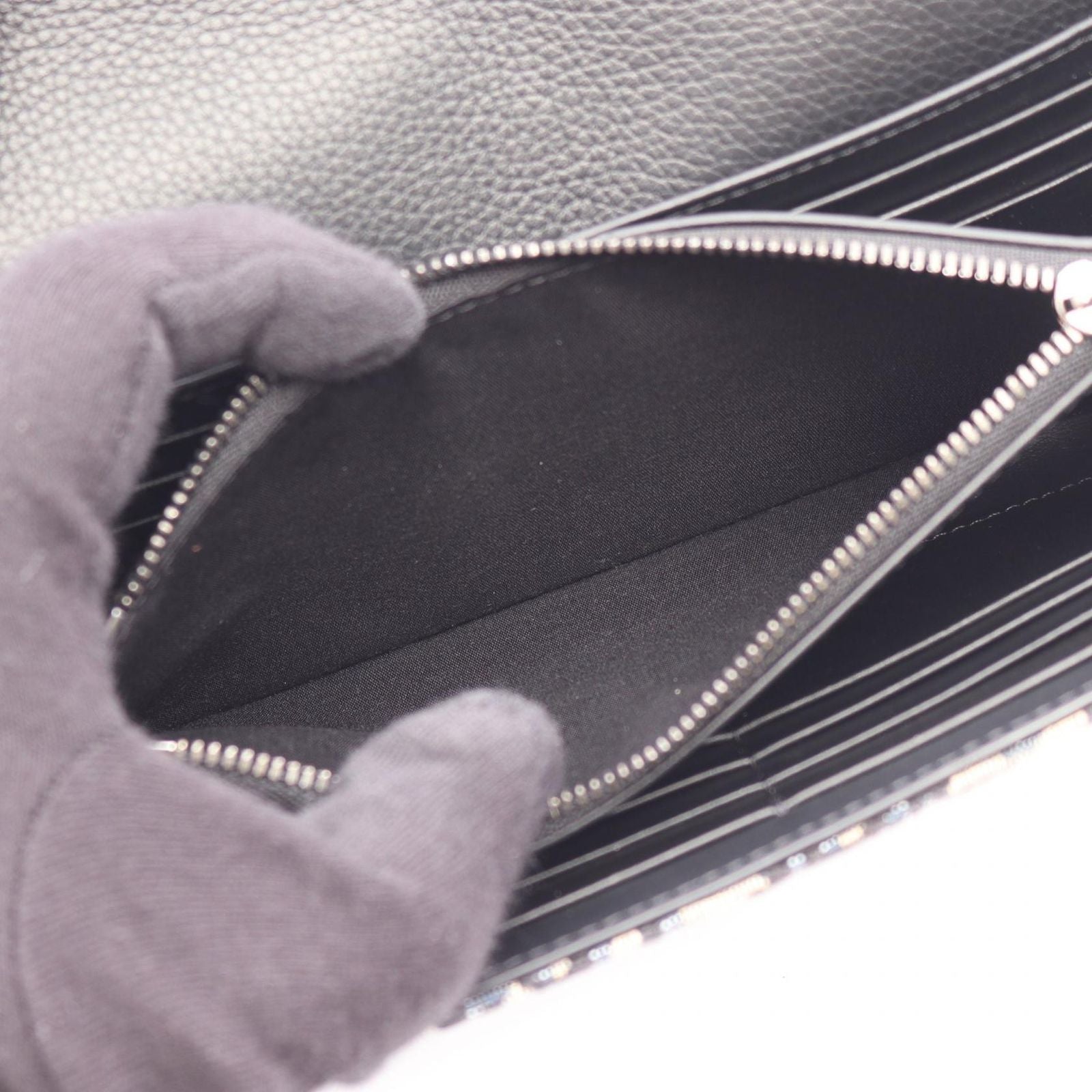 Dior Bifold Wallet Saddle Oblique Navy Black Canvas Leather — view 4