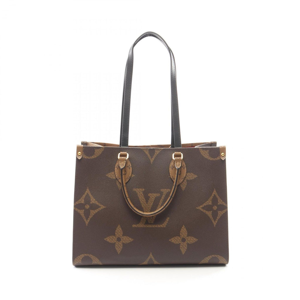 Louis Vuitton Tote On The Go MM Monogram Giant Reverse 2-Way Canvas Leather
