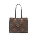 Louis Vuitton Tote On The Go MM Monogram Giant Reverse 2-Way Canvas Leather