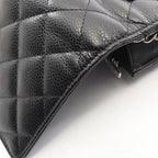 Chanel Shoulder Bag Quilted Black Caviar Leather Chain Wallet — view 8