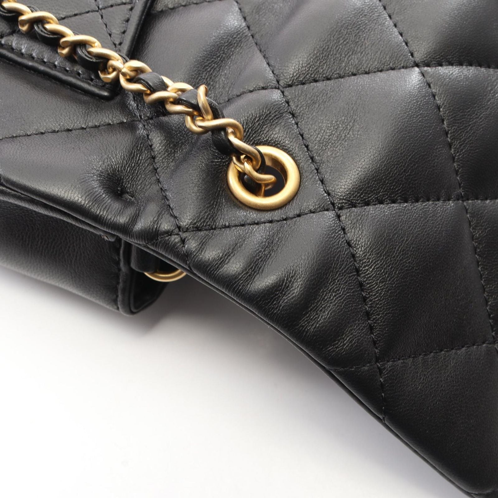 Chanel Shoulder Bag Quilted Black Lambskin Mini Chain — view 9