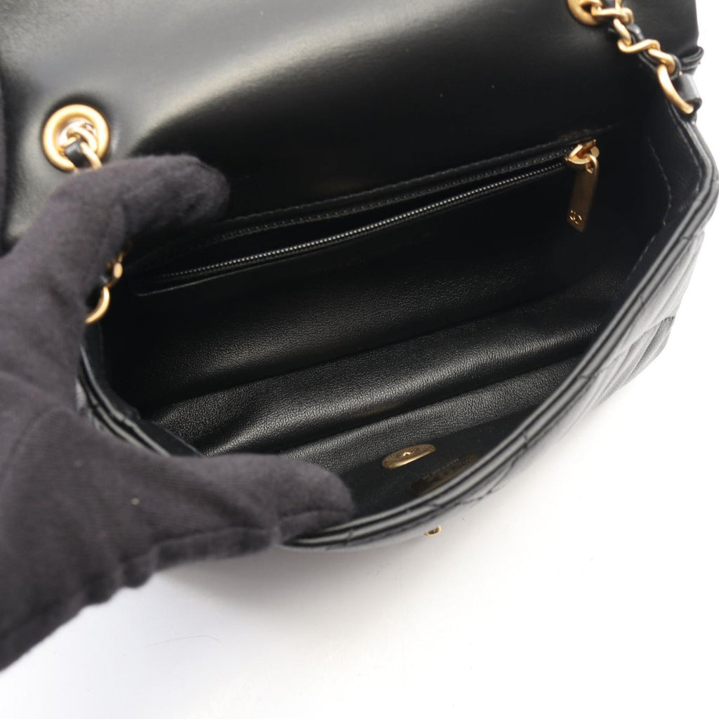 Chanel Shoulder Bag Quilted Black Lambskin Mini Chain — view 3