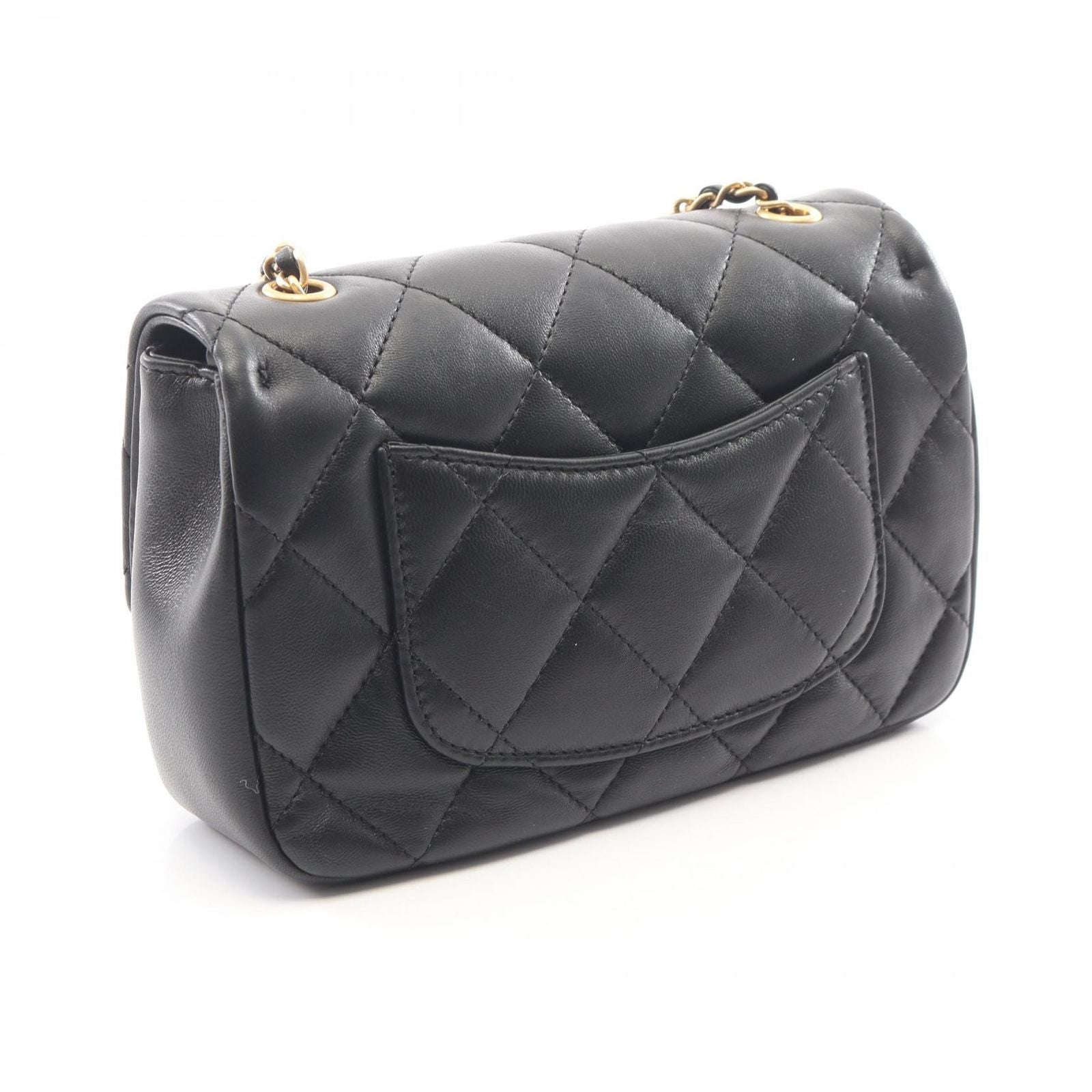 Chanel Shoulder Bag Quilted Black Lambskin Mini Chain — view 2