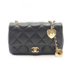 Chanel Shoulder Bag Quilted Black Lambskin Mini Chain