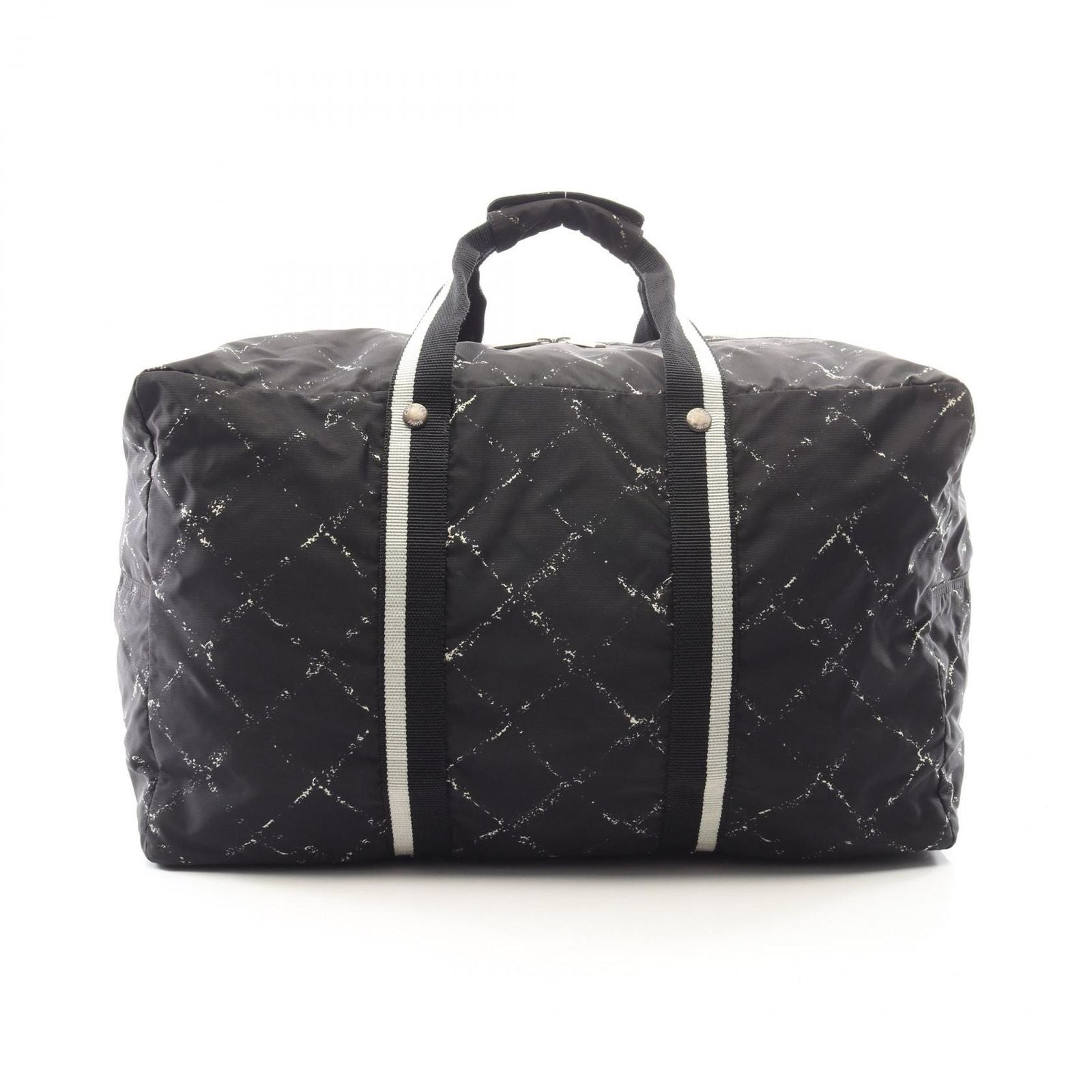 Chanel Boston Bag Vintage Travel Line Black Nylon