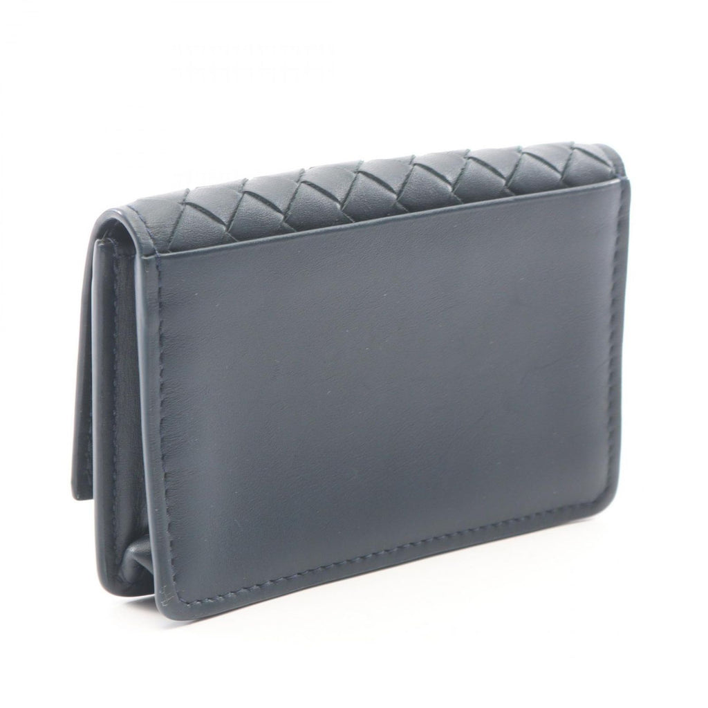 Bottega Veneta Business Card Holder Intrecciato Navy Leather — view 2