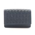 Bottega Veneta Business Card Holder Intrecciato Navy Leather