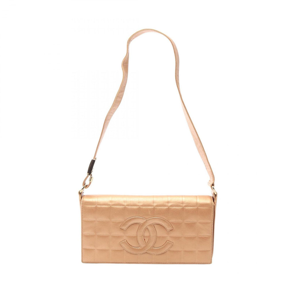 Chanel Shoulder Bag Choco Bar Rose Gold Leather