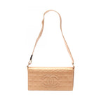 Chanel Shoulder Bag Choco Bar Rose Gold Leather