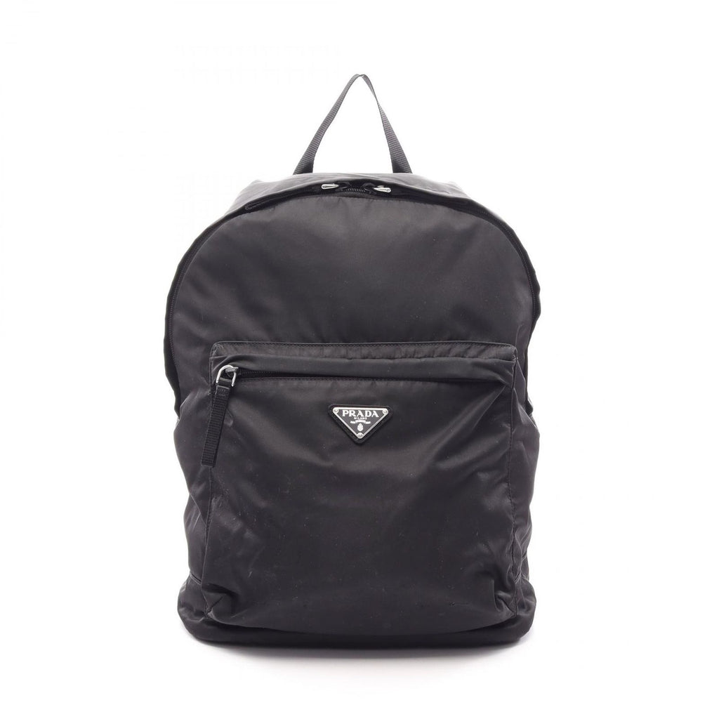 Prada Backpack Triangle Plate Black Nylon Logo Back